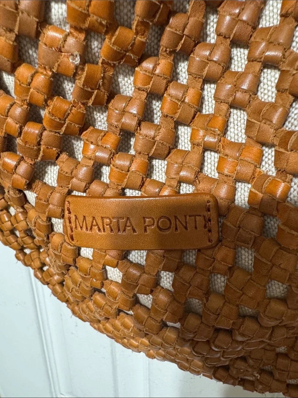 Woven Leather Hobo Bag in Tan by Maria Ponte